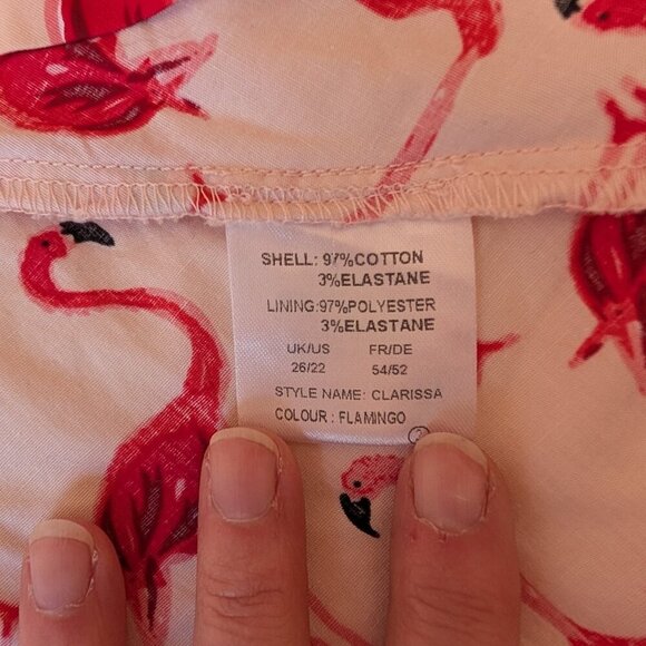 Lindy Bop Flamingo Print Midi Dress - Pink and Cream - Picture 9 of 13